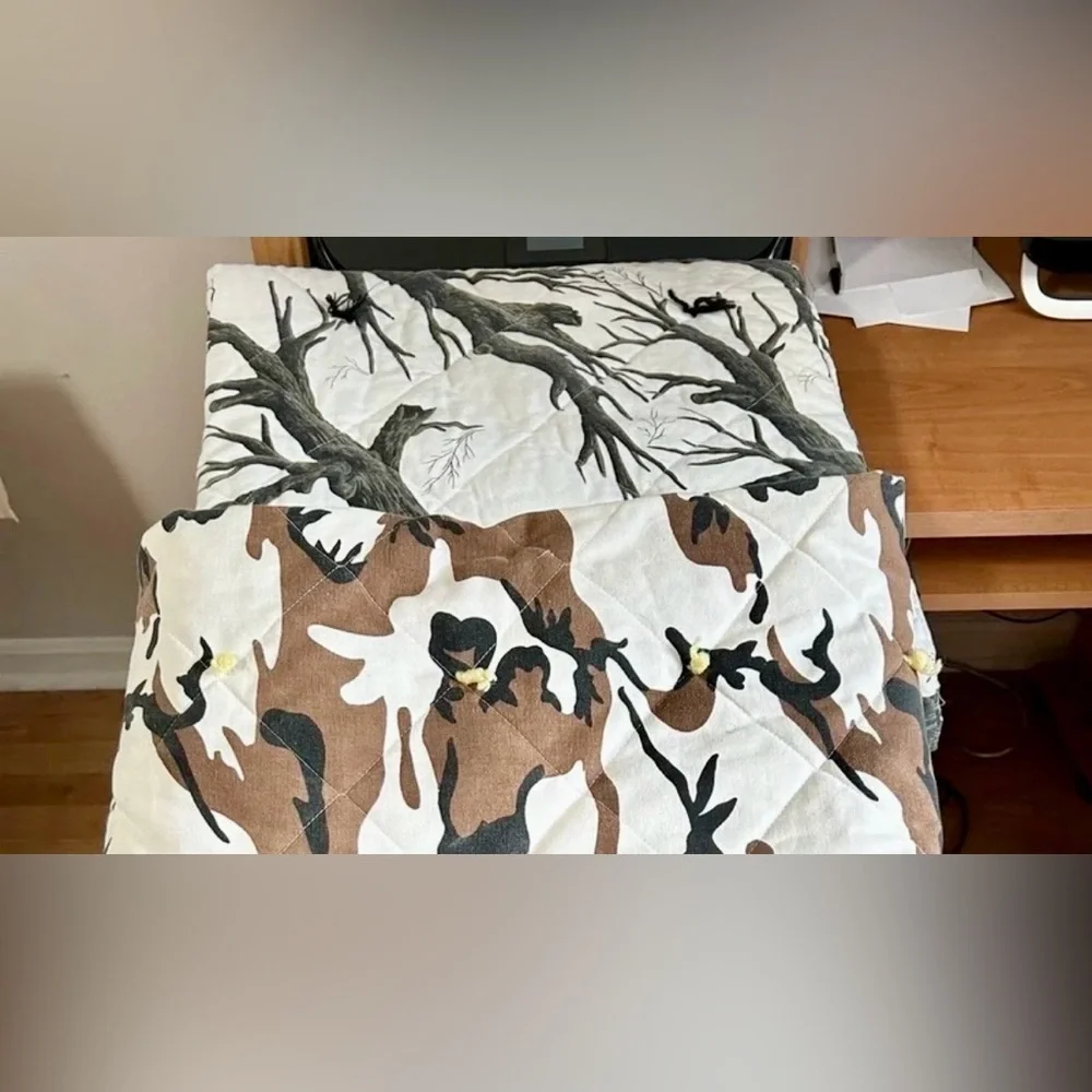 Quilts lot of 2 throw blankets homemade camouflauge bedding